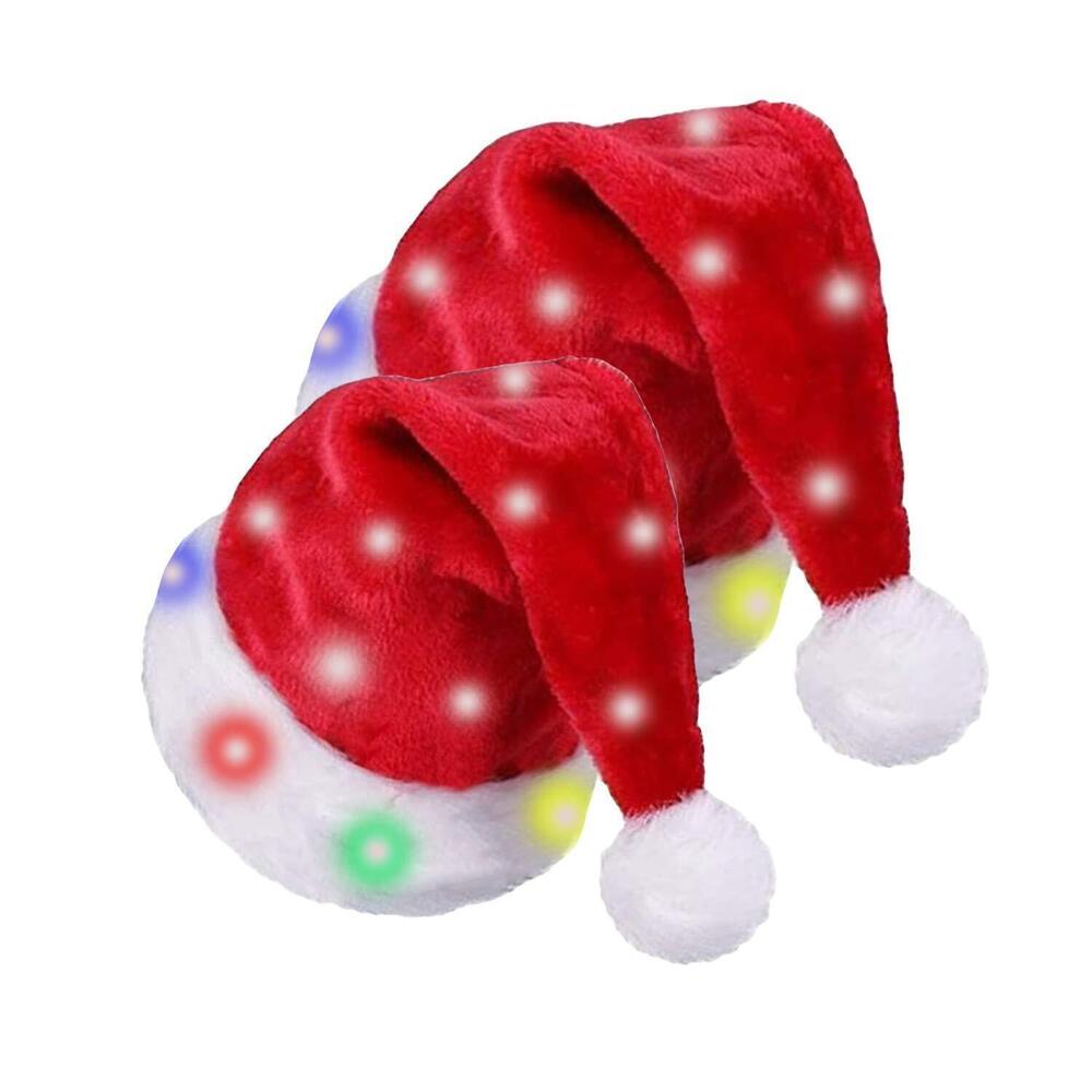 7123 LED Santa Hat for Adults and Children Light Up Santa Hat Christmas